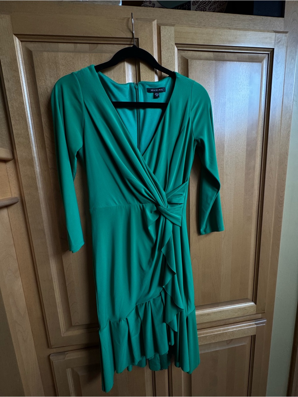 Green Wrap Ruffle Dress